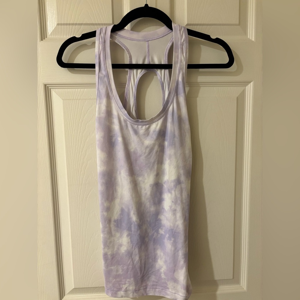 Athleta Purple and White Tie-Dye Tank Top Small